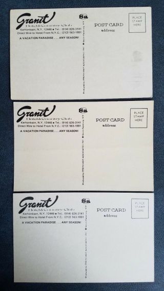 3 Vintage York Post Cards CATSKILLS Kerhonkson NY GRANIT HOTEL Country Club 5
