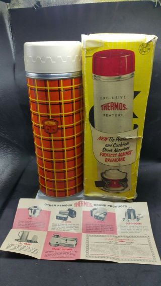 Vintage 1958 Thermos Polly Red Top Wide Mouth Vacuum Qt Bottle No.  5454