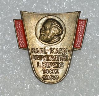 Karl Marx University Of Leipzig Universitat Ddr East Germany 1959 Vtg Pin Badge