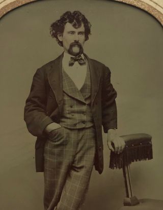 Antique Antique 1860s Handsome Man Mark Twain’s Hair Horseshoe Mustache
