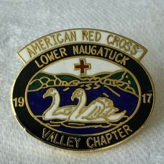 American Red Cross Pin Lower Naugatuck Valley Conneticut Chapter Swans Lapel Pin