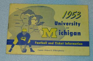 Vintage 1953 University Of Michigan Wolverines Football & Ticket Information Bk