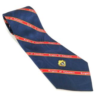Knights Of Columbus Fraternity Blue Red Yellow 100 Silk Tie 59 " X 4 " Wide