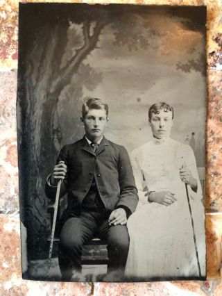 Tintype Vintage Photo,  Twins,  Victorian Fashion