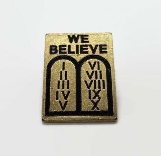 We Believe 10 Commandments Black Gold Tone Religious Lapel Pin