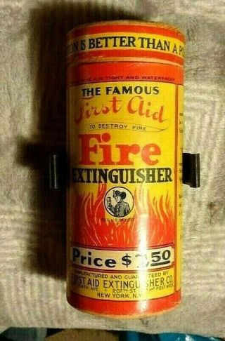 Rare Early Fire Extinguisher - And In Shape With Bonus Bracket