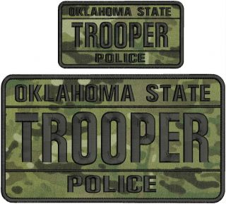 Oklahoma State Trooper Police Emb Patch 6x11&3x6 Hook On Back Multicom