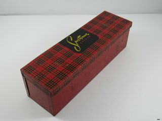 Vintage Black Red Plaid Sportsman Picnic Tin Box