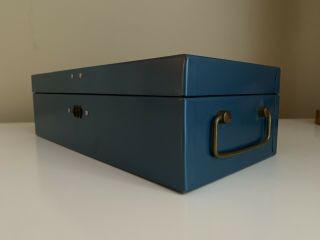Vintage Bemis & Call Sesamee Policy Box Combination Lockbox Blue Brass