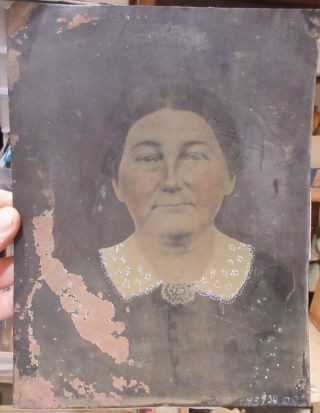 1860s Antique Old Tintype Photo Picture Giant Oversize Woman Lady Grandmother ?