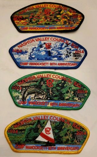 Nashua Valley Council Bsa 1924 - 2014 Camp Wanocksett 90th Anniversary Csp Set