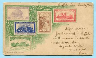 1901 Pan American Exposition Buffalo Multi Stamp Postcard Private Mailing Card
