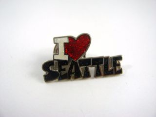 Collectible Pin: I Love Seattle Heart Design Sparkles