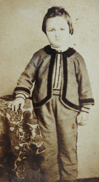 Antique Cw Era Cdv Photo Of Cute Little Boy Wearing A Zouave Outfit Lancaster Pa