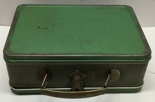 Vintage The American Thermos Bottle Co.  Green Metal Lunchbox Pail