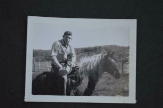 Vintage Polaroid Photo Cowboy On Horse 970048