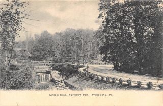 Philadelphia Pa Fairmount Park Lincoln Drive Rustic Bridge Waterfall 1905 B&w Pc