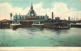 Jersey City Central Railroad Of Jersey Ferry House 1912 Postcard View