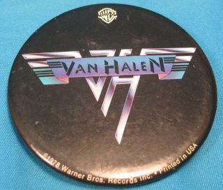 Vintage Van Halen Hard Rock Band Tour Badge Button Pin Pinback Warner Bros 1978