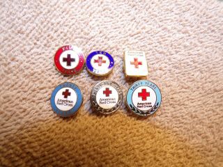 Set Of (6) Vintage American Red Cross Service Pins 5 10 15 20 25 30 Year Pins