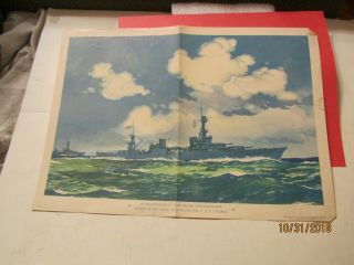 14 1/2 " By 10 " Picture Of Uss Chicago Ship From The Chicago Sun Newspaper