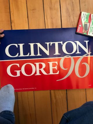 VINTAGE 1996 CLINTON GORE CAMPAIGN POSTER SIGN DEMOCRATIC ADVERTISING 3