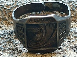 Sterling Silver A Century Of Progress Chicago 1933 Ring Robbins Co Mass Adjusts