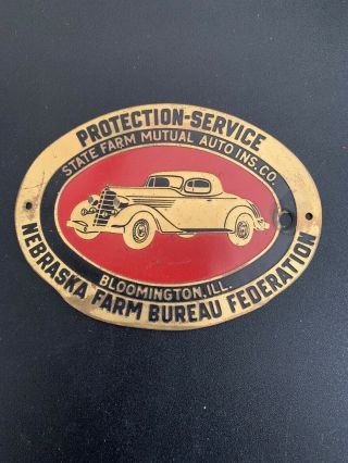 Vintage State Farm Mutual Auto Insurance Co Illinois Metal License Plate Topper