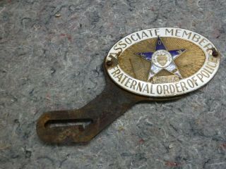 Vintage Associate Member Fraternal Order Of Police License Plate Topper