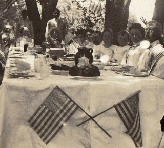 Party For The U.  S.  A.  Flag - Vintage 1907/1912 Snapshot Photo