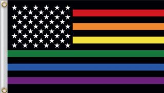 Rainbow Flag X American 3x5 Ft Gay Pride Banner Lgbt Black Flag With Stripes