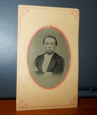 Antique Tintype Photo Portrait Of Young Man In Sleeve