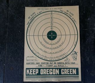 Vtg.  Fire Prevention Poster Keep Oregon Green Be Sure That Campfire Is Out