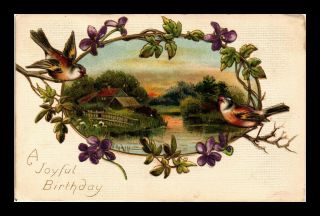 Dr Jim Stamps Us Birds View Birthday Greeting Postcard 1910 Made In Germany