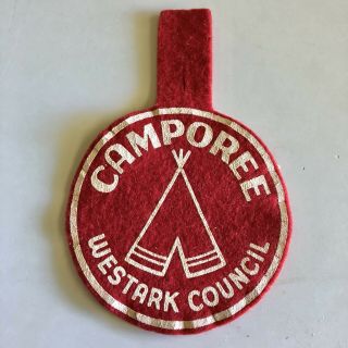 Vintage Red Camporee Westark Council Boy Scout Tepee Felt Pocket Hanger Last One
