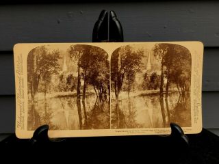 Antique Underwood Cabinet Photo Stereoview Card Yosemite Falls California 1902