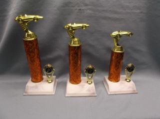 Cub Scout Trophy Set Of 3 Pinewood Derby Orange Color White Base Place Trims