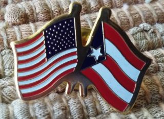 Usa American Flag Puerto Rico Friendship Lapel Pin Pre - Owned
