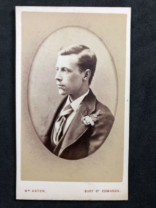 Victorian Carte De Visite Cdv: Handsome Gent Buttonhole: Aston: Bury St Edmunds