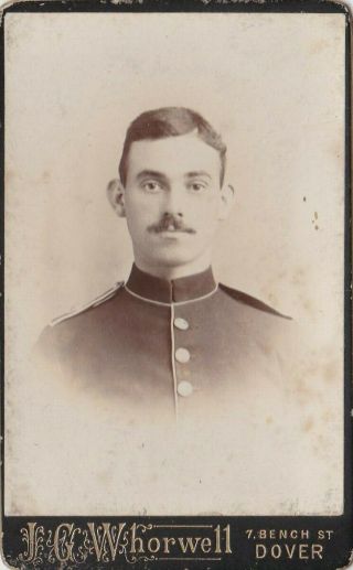 Old Vintage Cdv Photo Young Man Military Uniform Whorwell Dover Kent F2