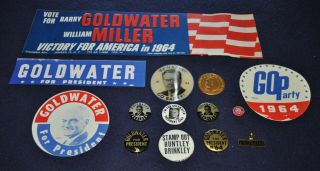 8 Vtg 1964 President Barry Goldwater Campaign Pinback Buttons 1 Bmpstkr 3 Fliers
