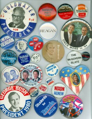 26 Vintage 1960s - 00s Presidential Candidates Political Pinback Buttons Goldwater