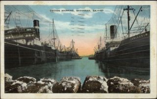 Savannah Ga Cotton Ship Carlsholm 1929 Postcard