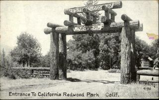 Boulder Creek,  Ca Entrance To California Redwood Park Santa Cruz County Postcard