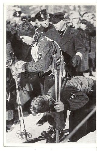 Wwii German - Large 36 Olympic Sports Photo Image - Police Officer - German Skiers