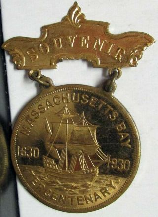 Massachusetts Bay Tercentenary 1960 1930 Souvenir Pinback