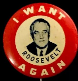 Fdr Badge Political Pinback President Roosevelt Pin Button 1936 Landon Campaign