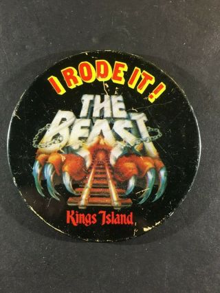The Beast Roller Coaster Vintage Kings Island 3.  25 " Button Amusement Park 1979