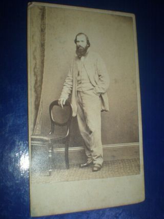 Cdv Old Photograph Man Beard By Nettleton At North Melbourne C1860s Ref 40 (7)
