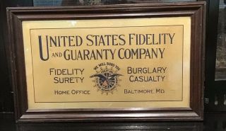 Vintage United States Fidelity & Guaranty Co.  Metal Insurance Sign